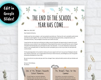 Floral End of Year School Note, End of the Year Note, End of the Year Letter, Teacher Thank You Letter, End of the Year Letter to Students