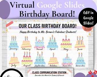 Virtual Birthday Classroom, Birthday Bitmoji Classroom, Happy Birthday Classroom, Google Slide Birthday Template, Virtual Classroom Template