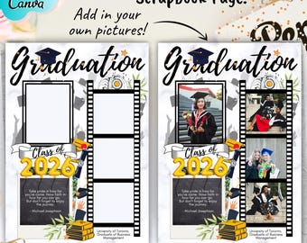 GRADUATION Scrapbook Page, EDITABLE Graduation Template, Premade Graduation Scrapbook Page, Graduation Collage Poster, Senior Year Scrapbook