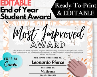 Editable Graduation School Certificates Superstar Awards Class - Etsy