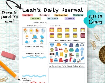 Homeschool Daily Schedule, Editable Kids Daily Schedule, Morning Schedule for Kids, Kindergarten Morning Printable, Homeschool Journal