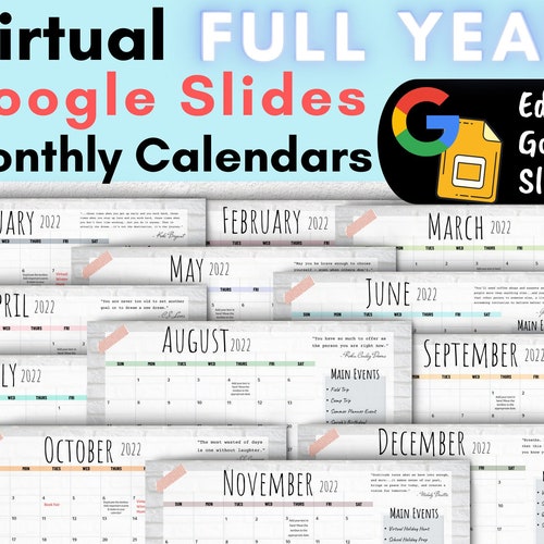 Virtual Calendar Classroom Google Slides Calendar Digital Etsy Canada