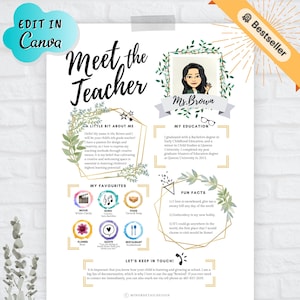 Meet the Teacher Editable Template, Back to School Welcome Letter, First Day of School Teacher Note, Teacher School Newsletter Template