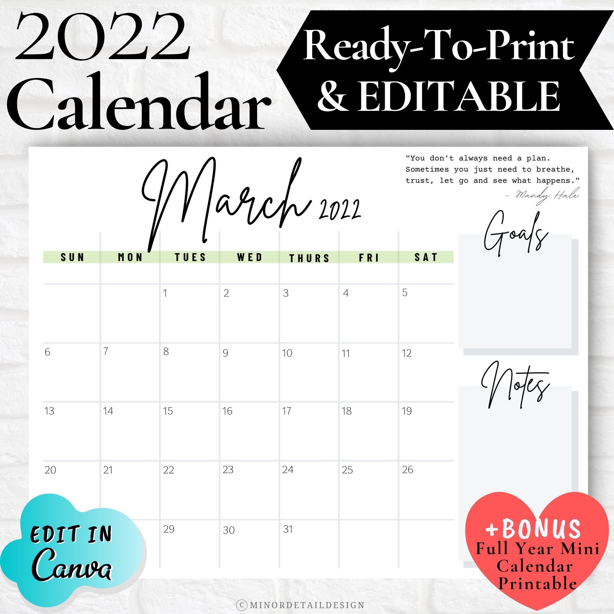 Printable May 2022 Calendar Waterproof March Calendar Printable March Calendar 2022 March Calendar | Etsy Ireland