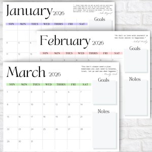 FULL YEAR CALENDAR, 12 Month Calendar Printable, Printable Calendars 2026, Minimalist White Calendar, 2026 Year Calendar, Wall Calendar image 6