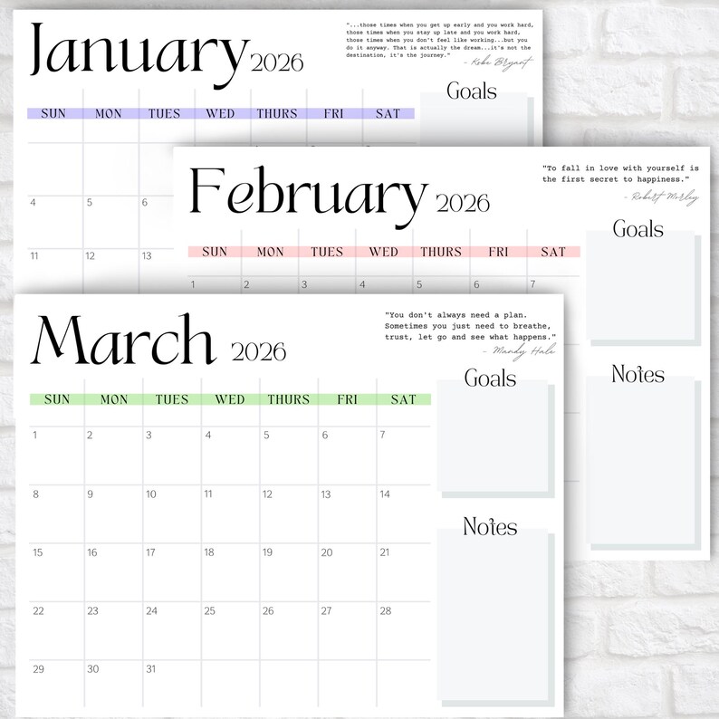 FULL YEAR CALENDAR, 12 Month Calendar Printable, Printable Calendars 2026, Minimalist White Calendar, 2026 Year Calendar, Wall Calendar image 6