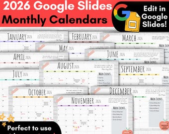 Virtual Classroom Calendar, GOOGLE SLIDES Calendar, Digital Classroom Calendar, Google Classroom Calendar, Bitmoji Calendar Slides, Minimal