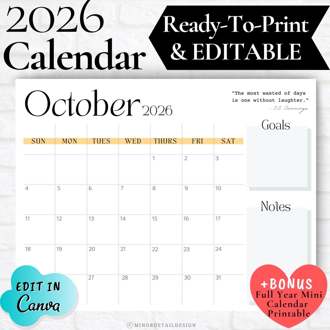 Horizontal monthly calendar. October calendar template. Sunday start.  Letter size. Simple, minimalist design. 2023 year. Monthly planner. Vector  Stock Vector Image \u0026 Art - Alamy, image size:1080x1080