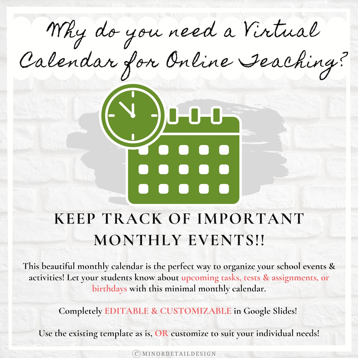 Virtual Calendar Classroom Google Slides Calendar Digital Etsy Canada