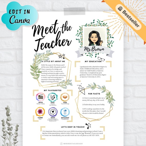 Meet The Teacher Editable Template Back To Babe Welcome Etsy