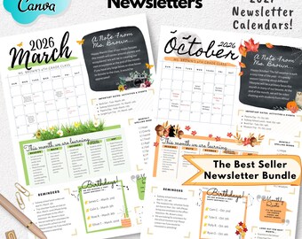 EDITABLE Classroom Newsletter, Teacher Newsletter Template, FULL YEAR Newsletter, 12 Month Classroom Newsletter, Back to School Newsletter