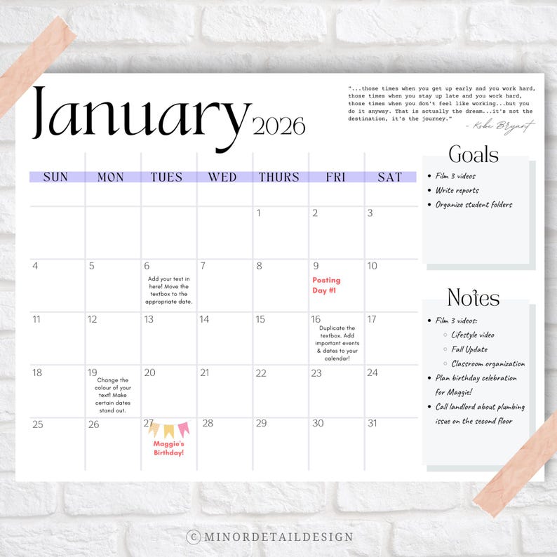 FULL YEAR CALENDAR, 12 Month Calendar Printable, Printable Calendars 2026, Minimalist White Calendar, 2026 Year Calendar, Wall Calendar image 2