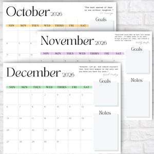FULL YEAR CALENDAR, 12 Month Calendar Printable, Printable Calendars 2026, Minimalist White Calendar, 2026 Year Calendar, Wall Calendar image 9