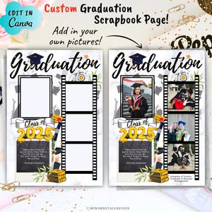 Scrapbookpagina afstuderen, BEWERKBARE afstuderen sjabloon, Premade afstuderen plakboekpagina, afstuderen collage poster, senior jaar plakboek
