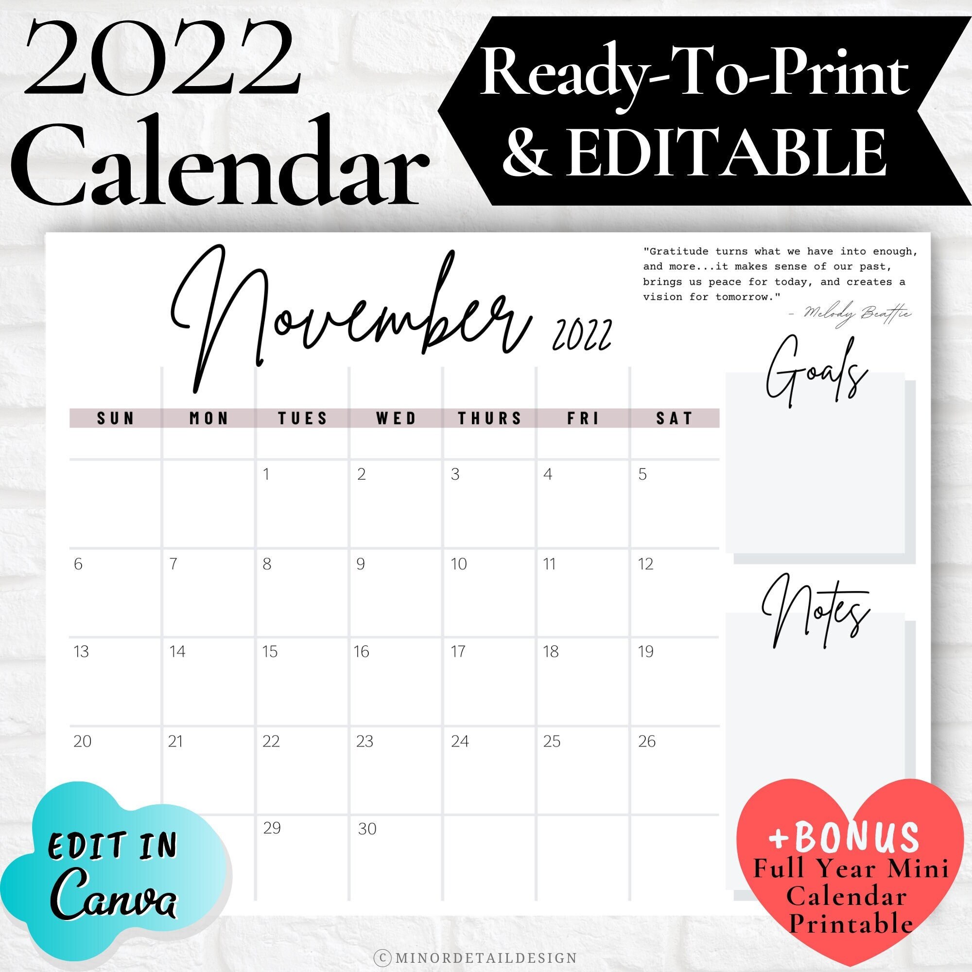 november calendar 2022 november 2022 printable calendar etsy