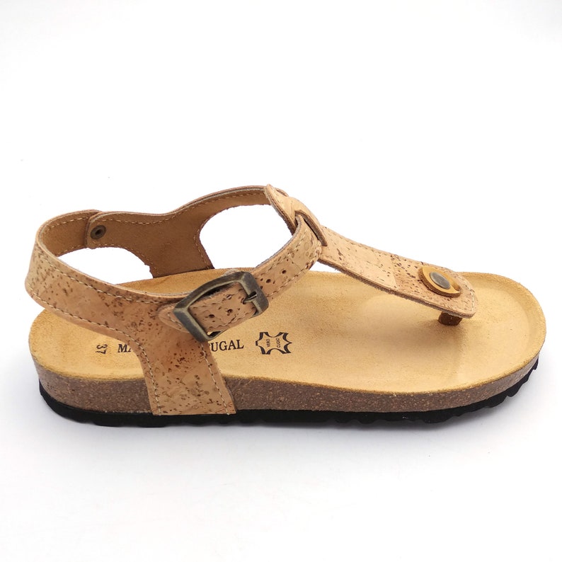 Natural Toe post cork and leather sandal summer fashion beach sandals holiday sandals handmade Portuguese leather 91-N