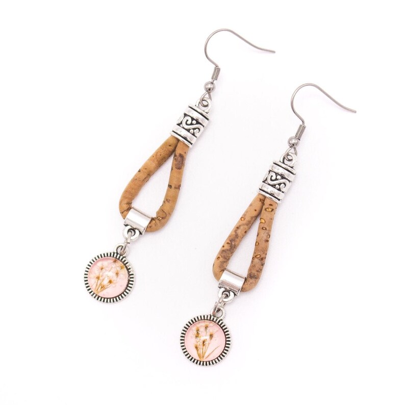 Portuguese Cork Jewelry Set Really Dried Flower Pendant Etsy