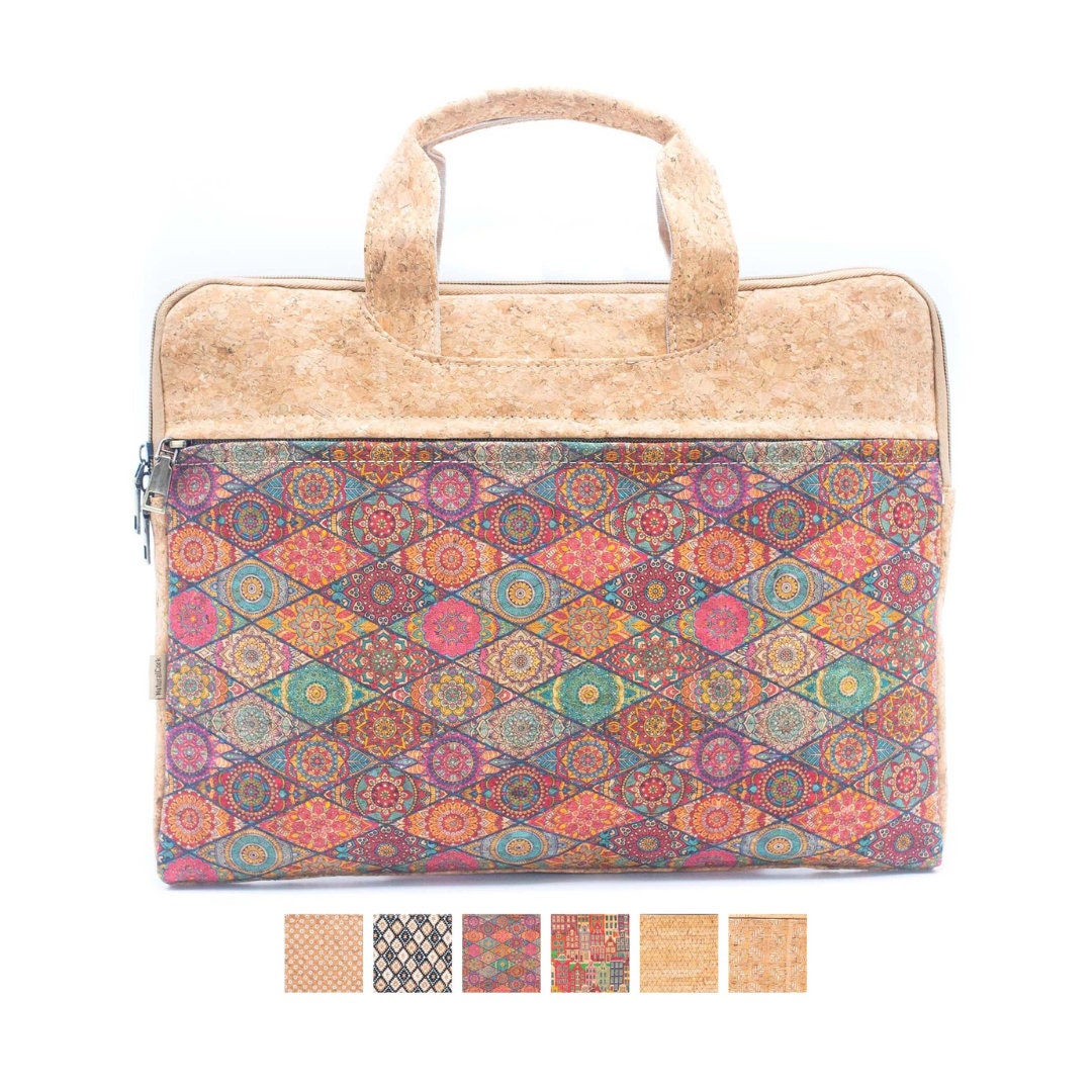 Notebook/laptop Cork Vegan Briefcase W/ Handle BAG611 Etsy
