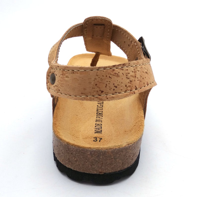 Natural Toe post cork and leather sandal summer fashion beach sandals holiday sandals handmade Portuguese leather 91-N