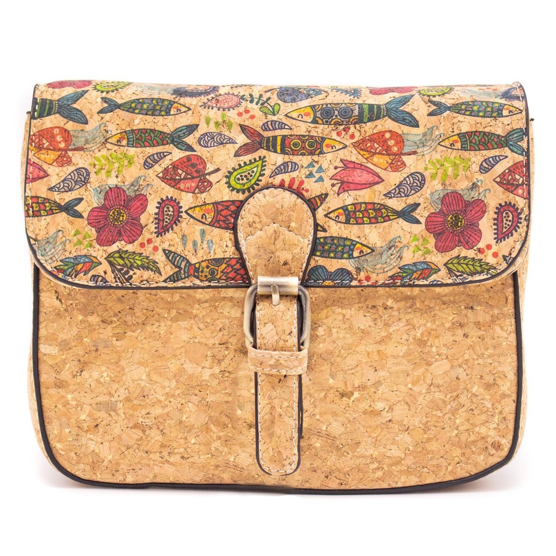 CORK PURSE Natural Cork Crossbody Bag with Cute Flowers w/ Etsy
