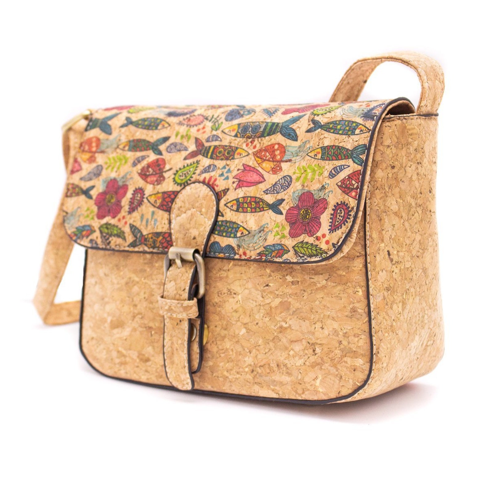 CORK PURSE Natural Cork Crossbody Bag with Cute Flowers w/ Etsy