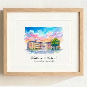 UNC Wilmington Watercolor Art Print – Custom Graduation Gift zdjęcie 1