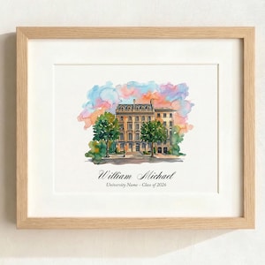 New England College of Optometry Watercolor Art Print – Custom Graduation Gift