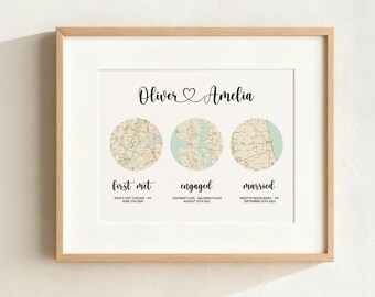 Location map print - Hello Will you I do - 3 Location Maps Art