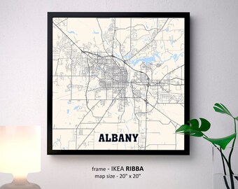 Albany Ny City Map Print Albany Square Map Poster Wall Art