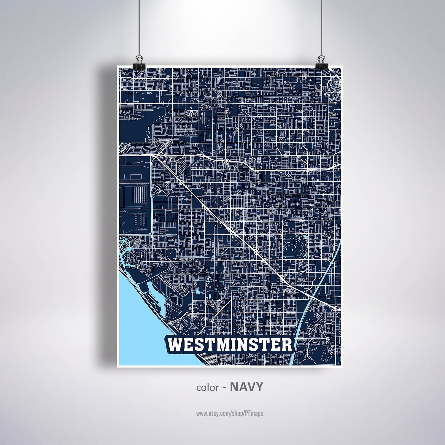 Westminster Map Print Westminster City Map California CA USA Etsy