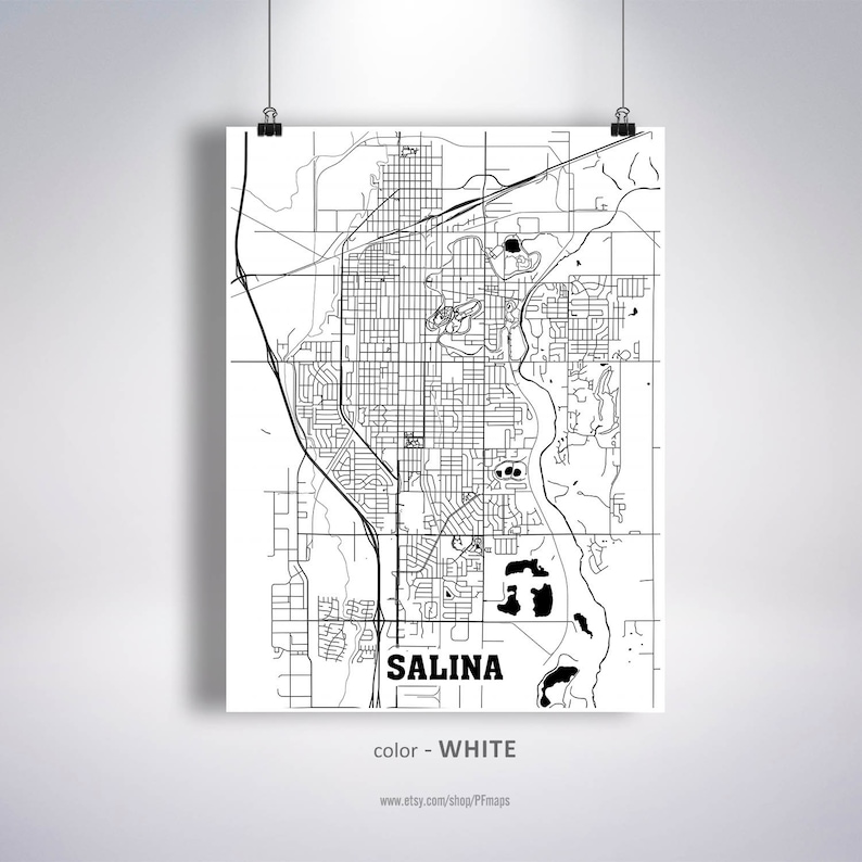 Salina Map Print Salina City Map Kansas KS USA Map Poster Etsy