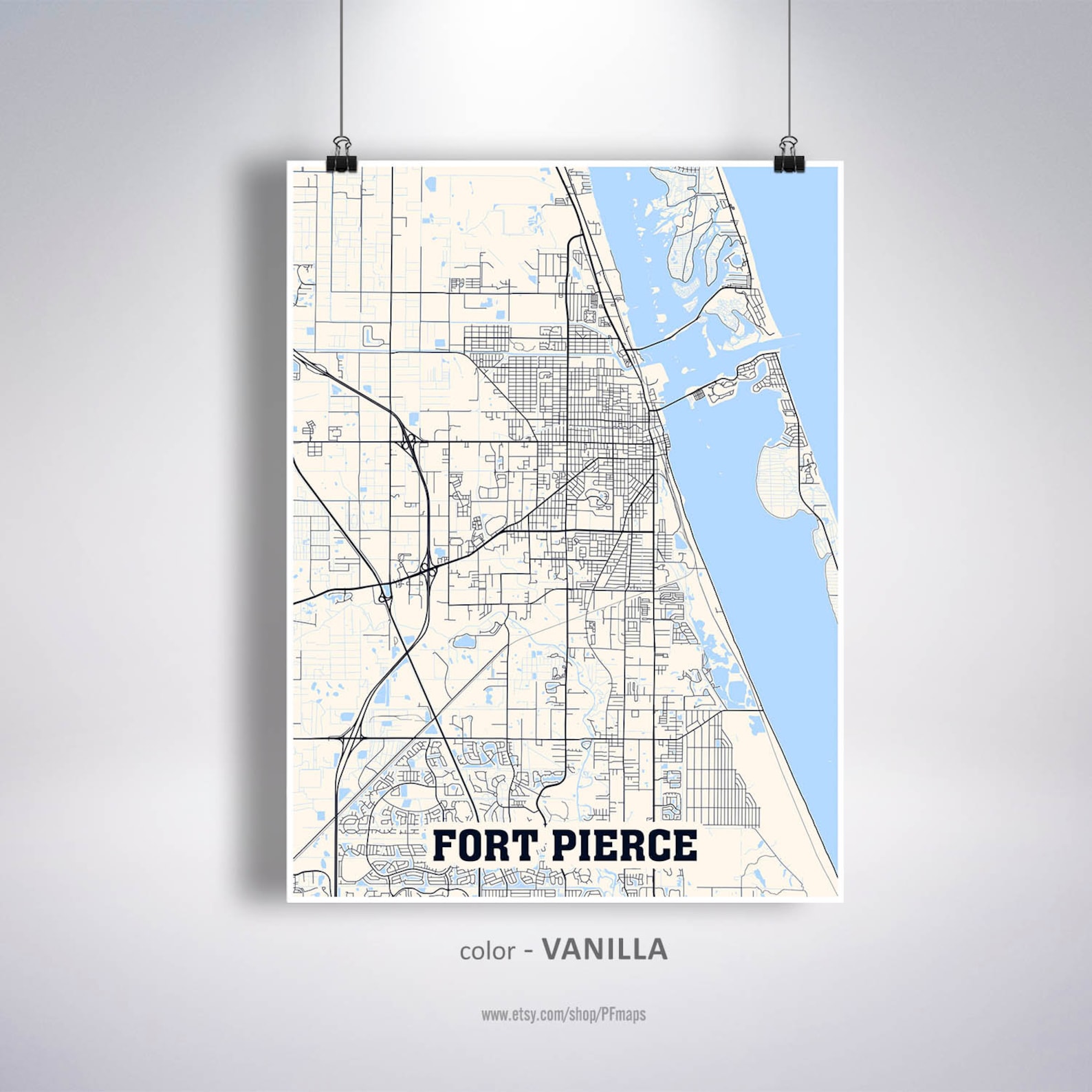 Fort Pierce Map Print Fort Pierce City Map Florida FL USA  Etsy