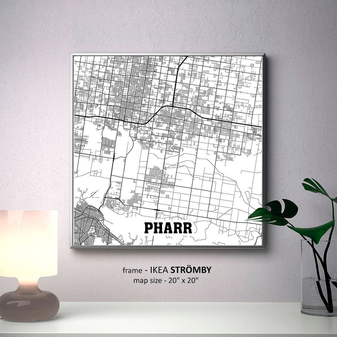 Pharr Texas Map Print Pharr Square Map Poster Pharr Wall Etsy