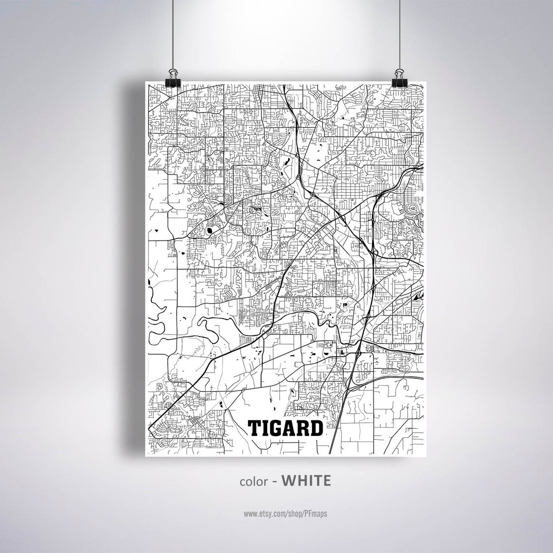 Tigard Map Print Tigard City Map Oregon OR USA Map Poster  Etsy