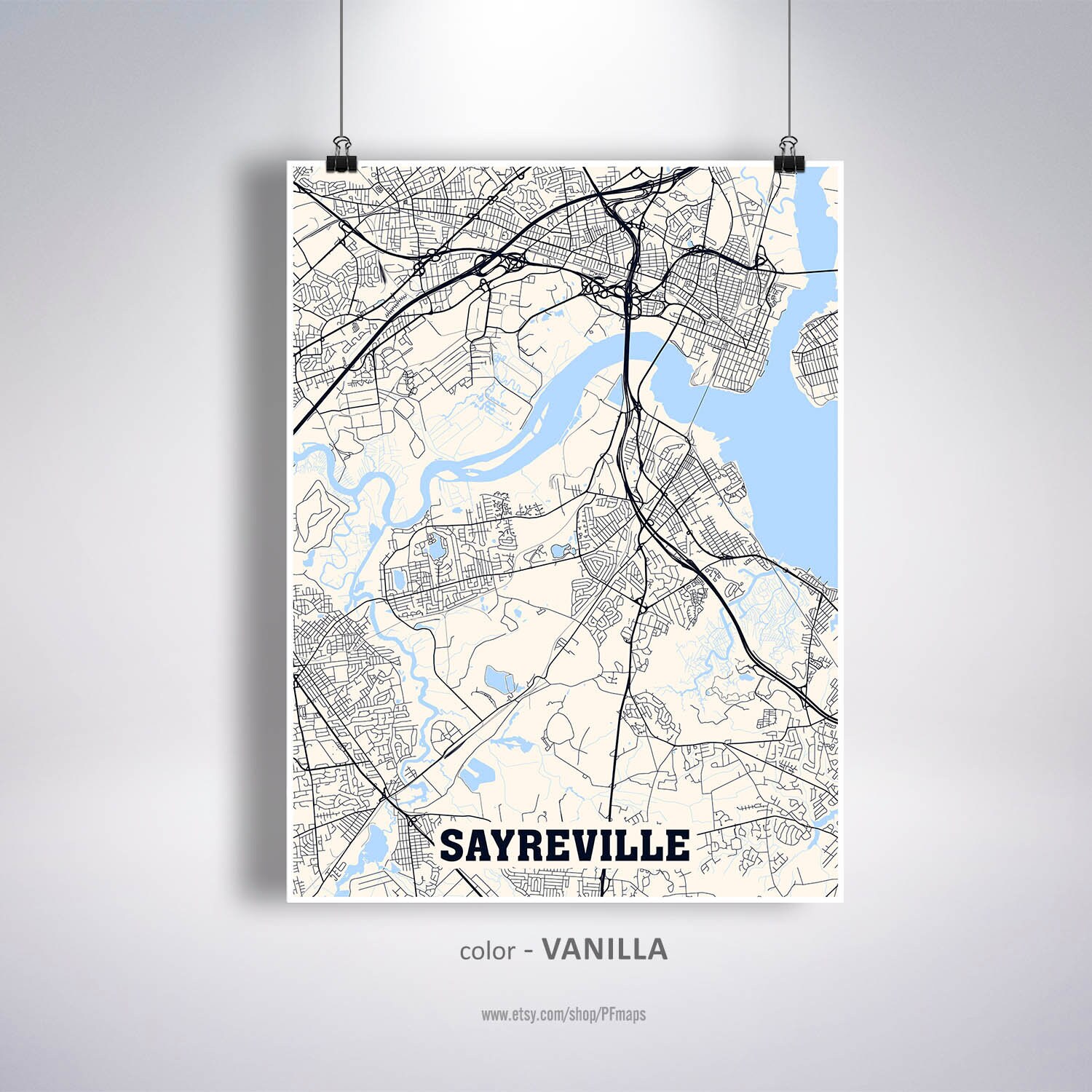 Sayreville Map Print Sayreville City Map New Jersey NJ USA Etsy