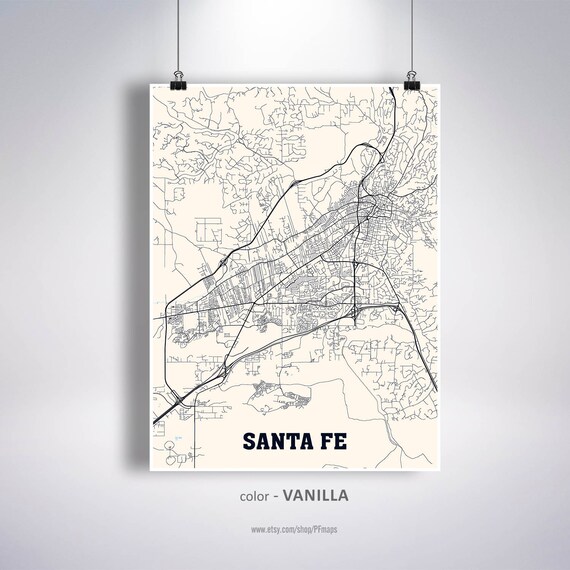 Santa Fe Map Print Santa Fe City Map New Mexico NM USA Map | Etsy