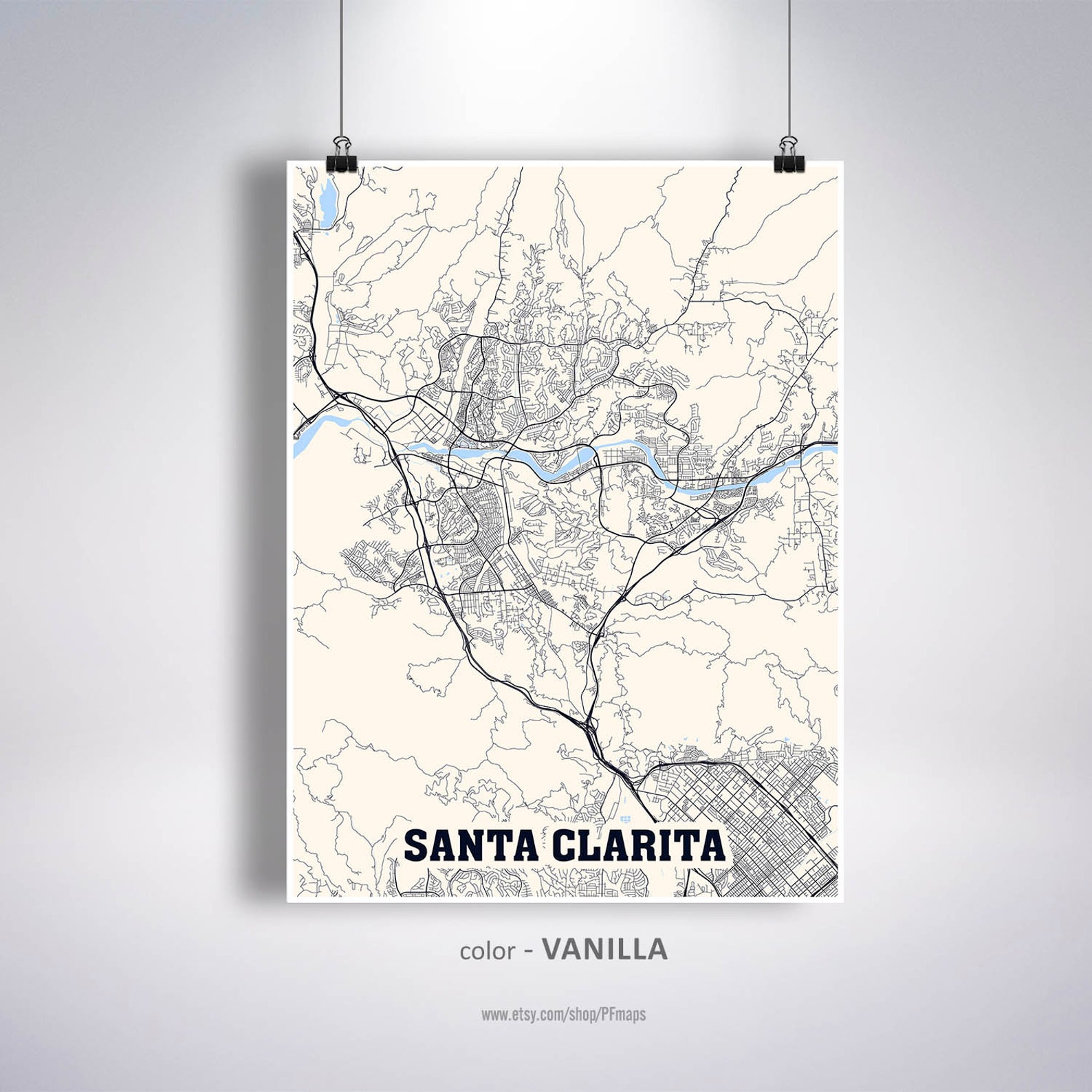 Santa Clarita Map Print Santa Clarita City Map California CA Etsy