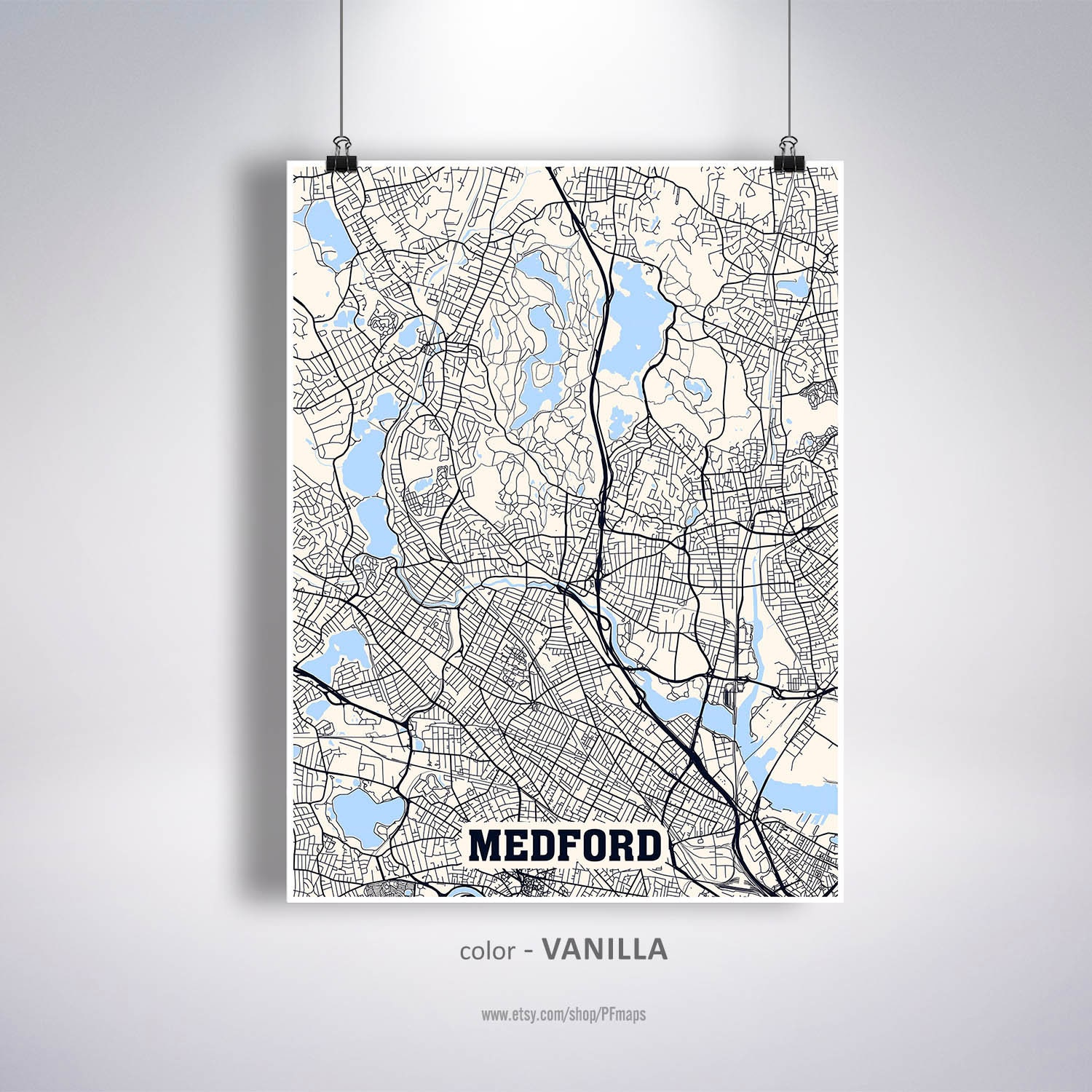 Medford Map Print Medford City Map Massachusetts MA USA Map  Etsy