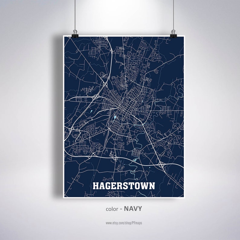 Hagerstown Map Print Hagerstown City Map Maryland MD USA Map  Etsy