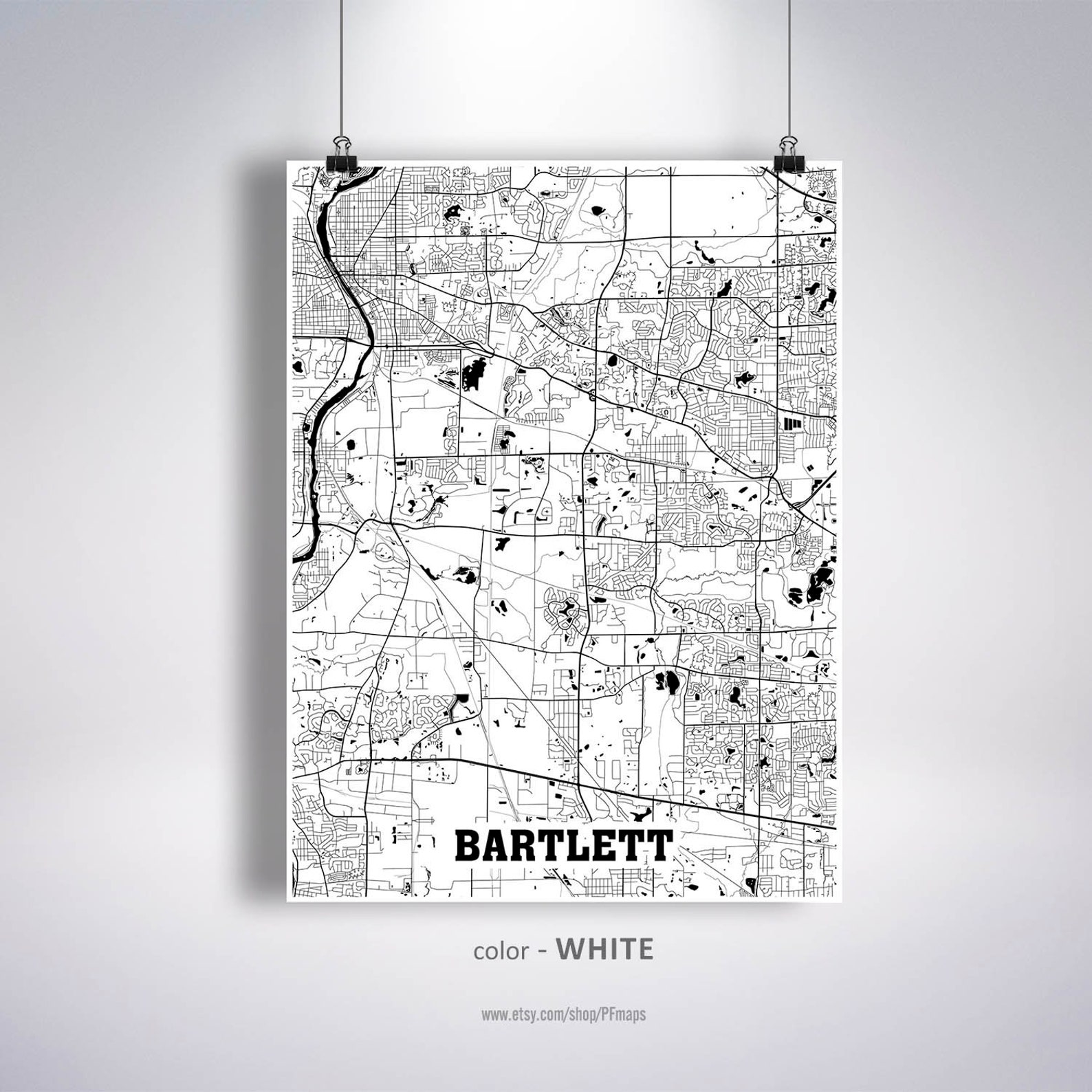 Bartlett Map Print Bartlett City Map Illinois IL USA Map Etsy