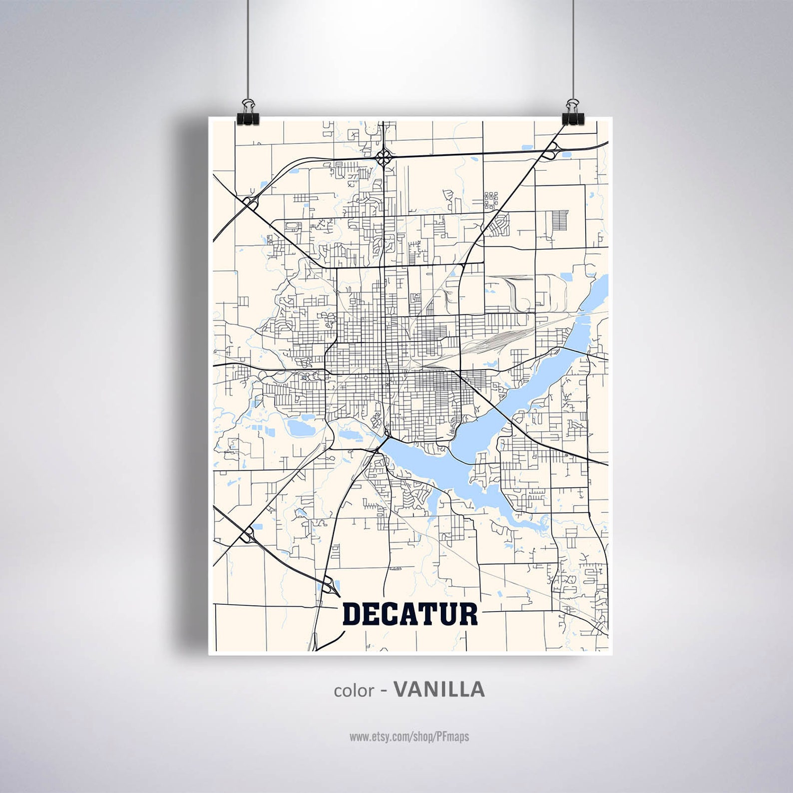 Decatur Map Print Decatur City Map Illinois IL USA Map  Etsy
