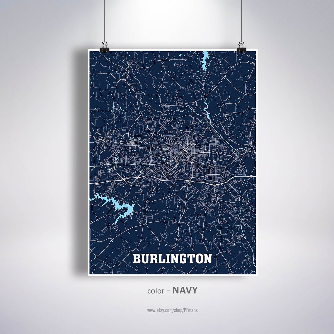 Burlington Map Print Burlington City Map North Carolina NC Etsy