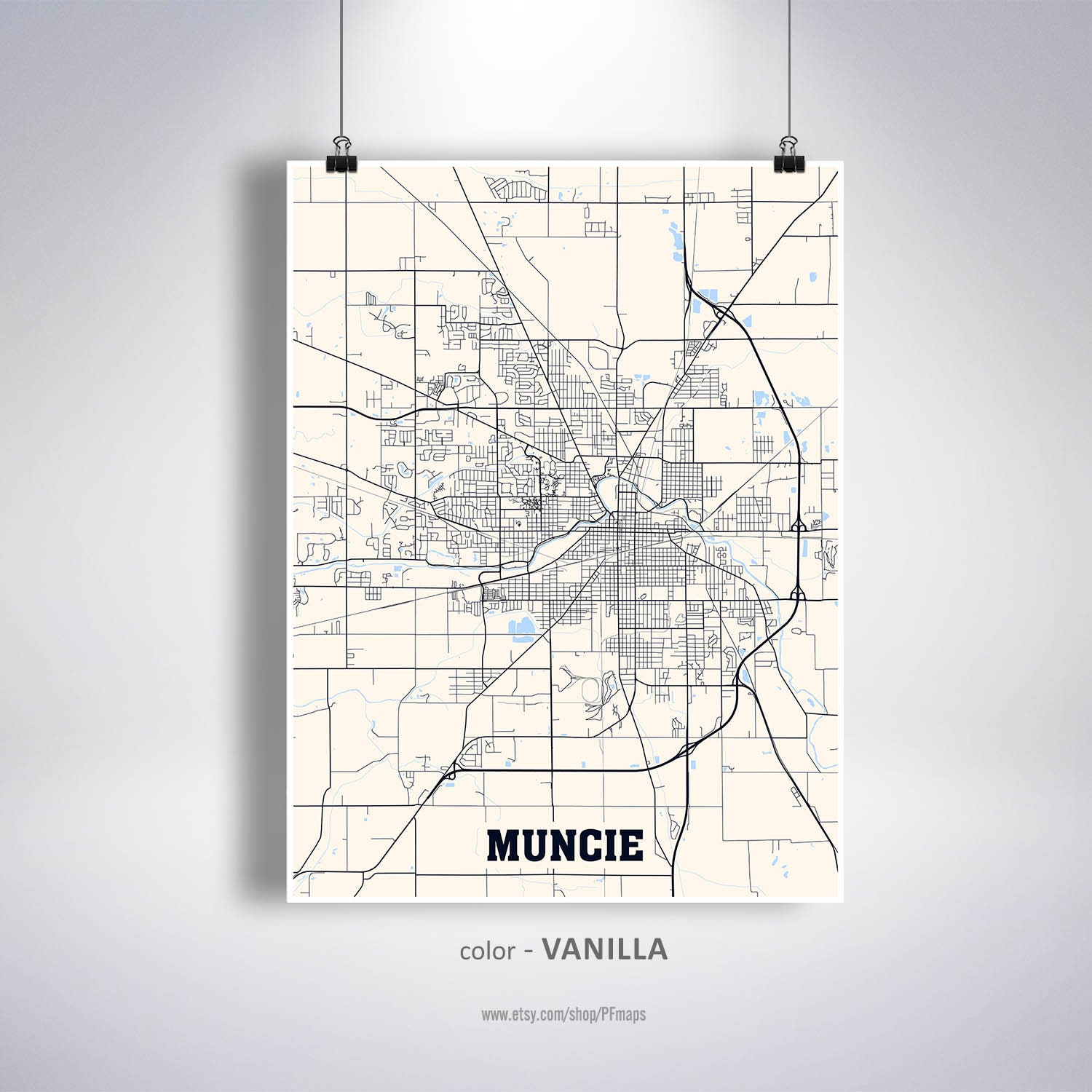 Muncie Map Print Muncie City Map Indiana IN USA Map Poster | Etsy