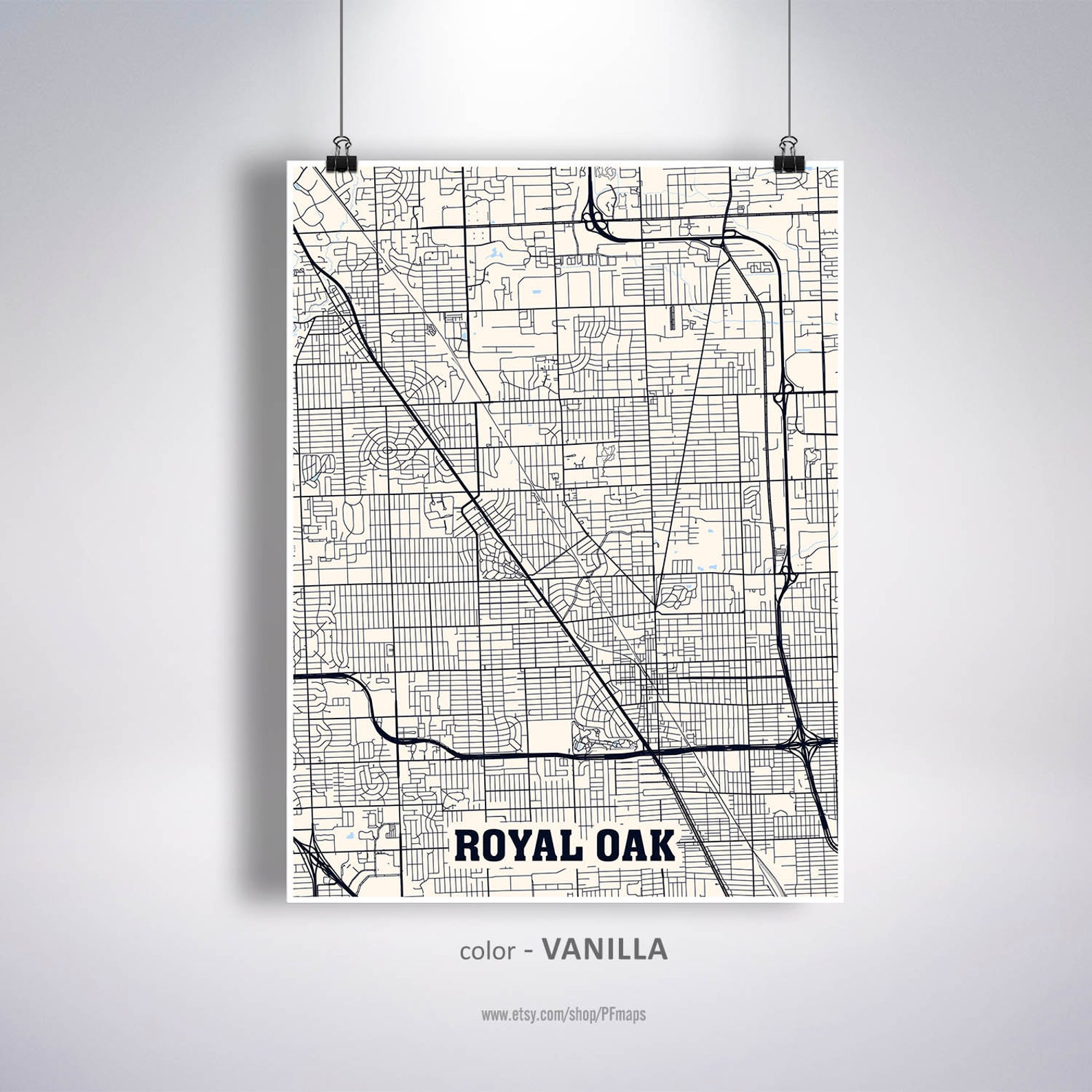 Royal Oak Map Print Royal Oak City Map Michigan MI USA Map Etsy