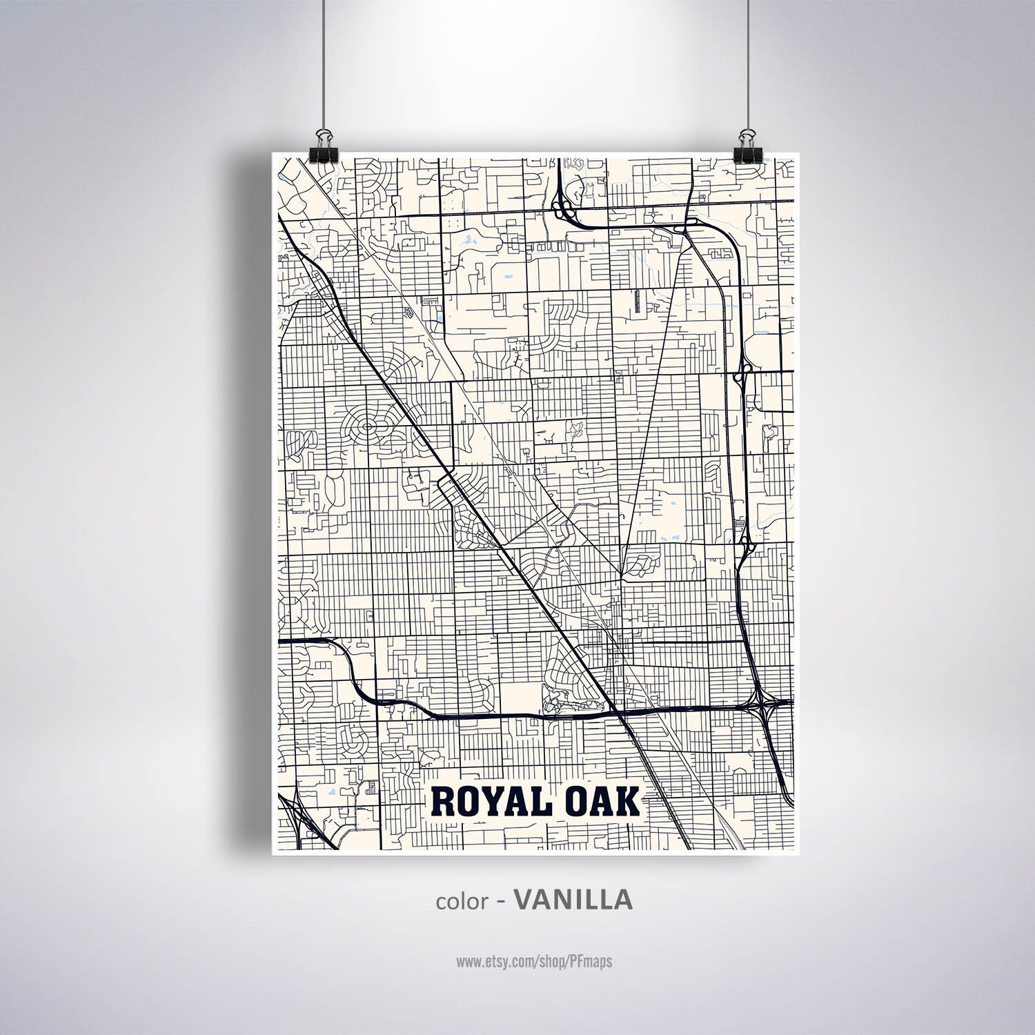 Royal Oak Map Print Royal Oak City Map Michigan MI USA Map Etsy