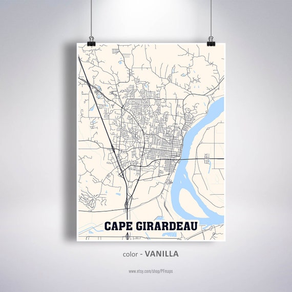 Map Of Cape Girardeau Mo Cape Girardeau Map Print Cape Girardeau City Map Missouri Mo | Etsy Uk