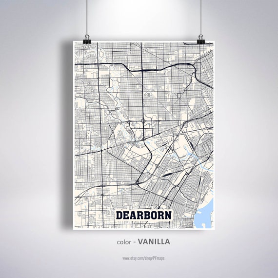 Dearborn Map Print Dearborn City Map Michigan MI USA Map  Etsy
