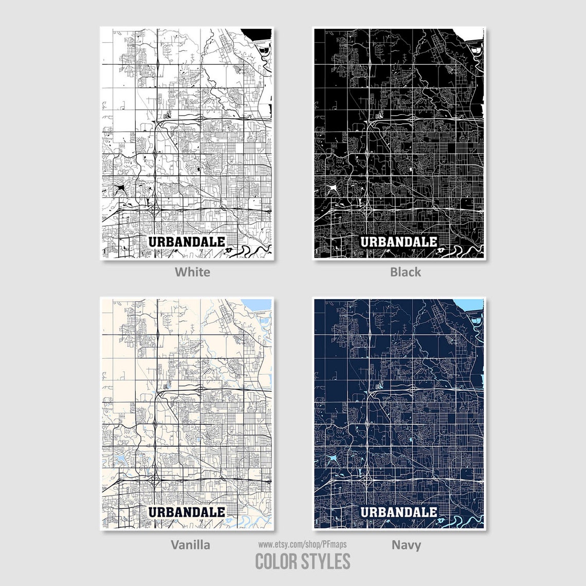 Urbandale Map Print Urbandale City Map Iowa IA USA Map Etsy