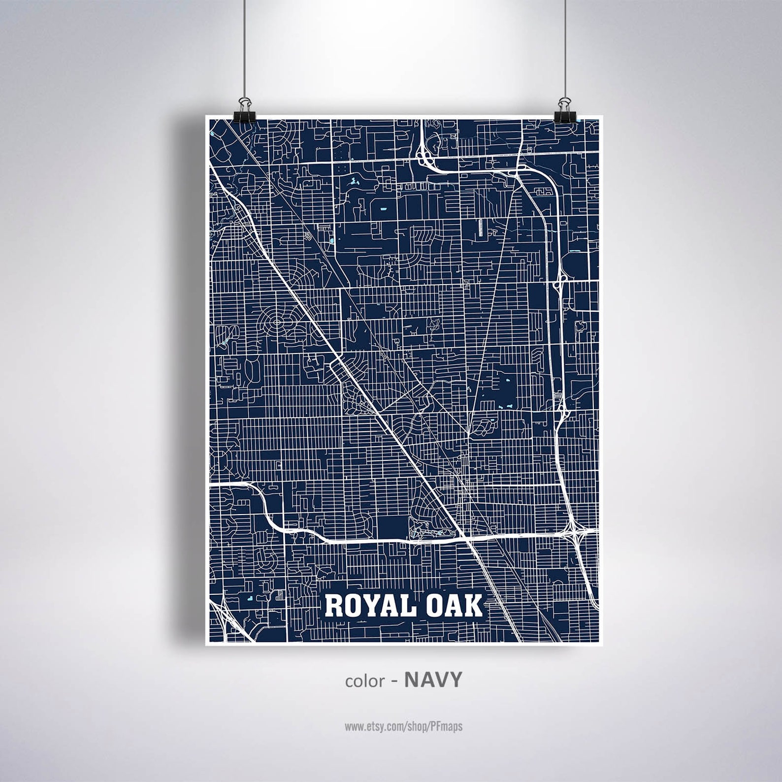 Royal Oak Map Print Royal Oak City Map Michigan MI USA Map Etsy