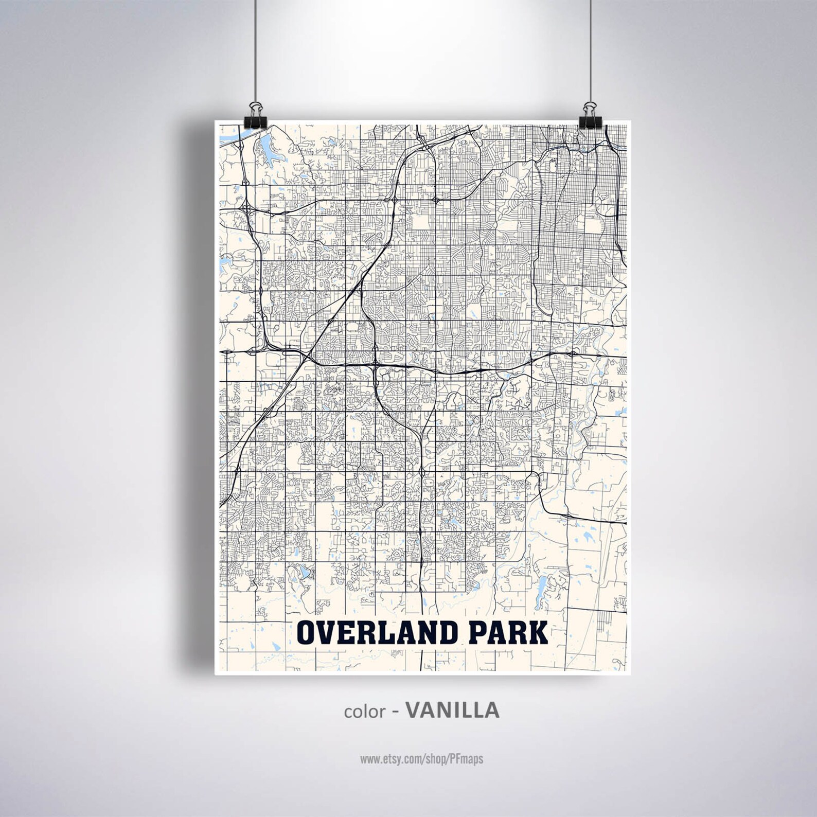 Overland Park Map Print Overland Park City Map Kansas KS USA | Etsy